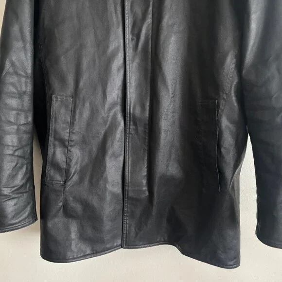 $600 M0851Hooded Waxed Cotton Zippered Black Jacket - Large - Picture 4 of 16